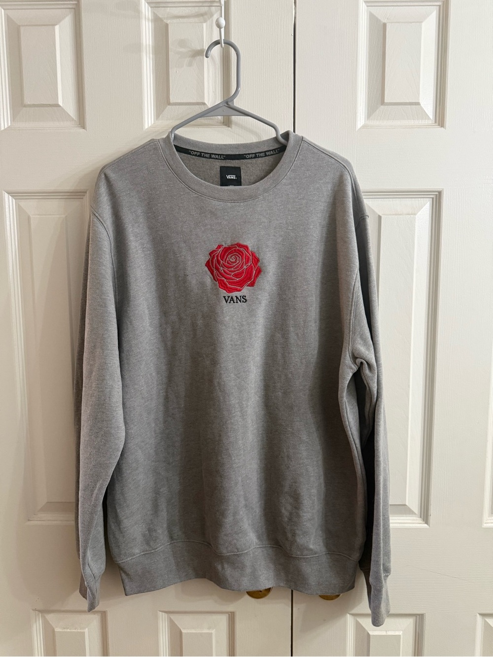 Vans Gray Crewneck Sweatshirt with Red Rose Logo